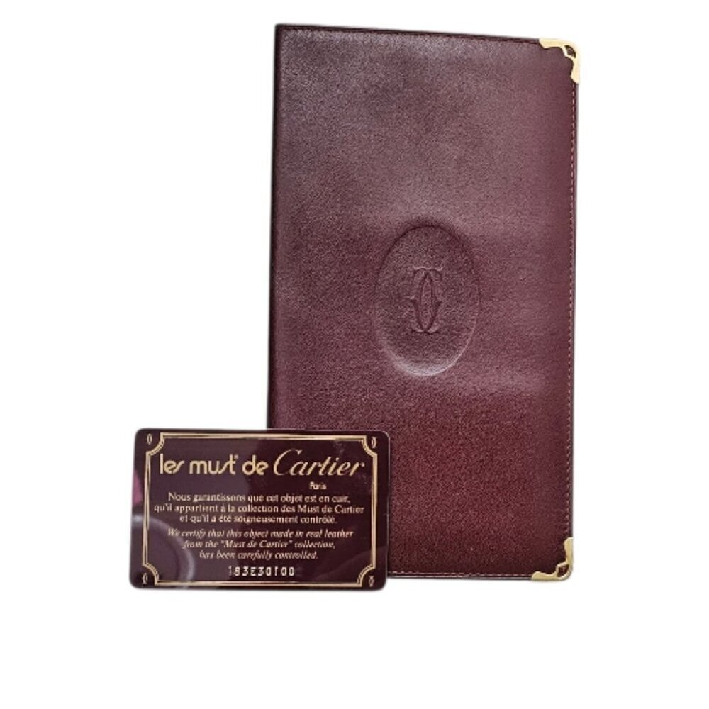 Cartier Must Les De Cartier Bi-fold Bordeaux Leather Vintage Long Wallet